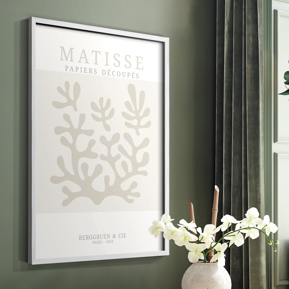 Matisse CDXXVIII in White Solid Wood Framed Print No Nail Hanging