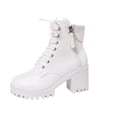 thumbnail image 2 of Women's Chunky Low Heel Short Ankle Boots, Round Toe Lace Up Side Zipper Design with Breathable Lining, Trendy Booties for Daily Party Gift, 2 of 7