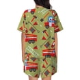 thumbnail image 3 of Lsque Cartoon Fire Truck Women's Short-Sleeved Pajama Set - 2 Piece Soft and Lightweight Sleepwear Set-3X-Large, 3 of 9