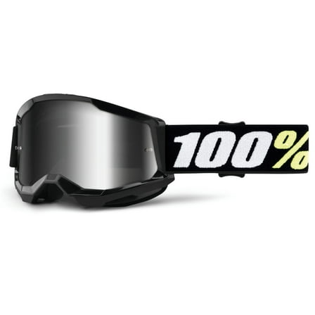 100 % Strata 2 Junior Goggles (One Size Fits Most, Black / Mirror Silver Lens)