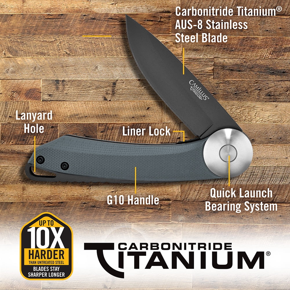 Camillus Cirque 7" Folding Pocket Knife, 2.75" Drop-Point Blade, Slate Blue