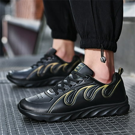

Vedolay Platform Sneakers Men Men Slip On Shoes Non Slip Fashion Comfortable Flats Loafer Gold 9