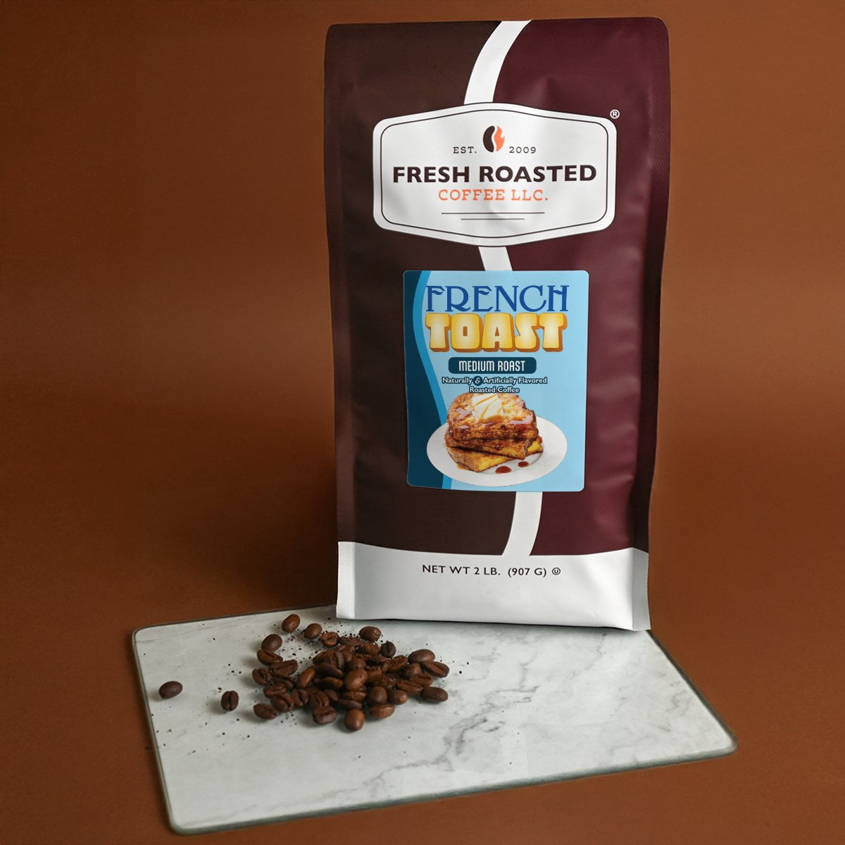 Fresh Roasted Coffee, French Toast Flavored Coffee  Whole Bean, 80 oz 5 lbs