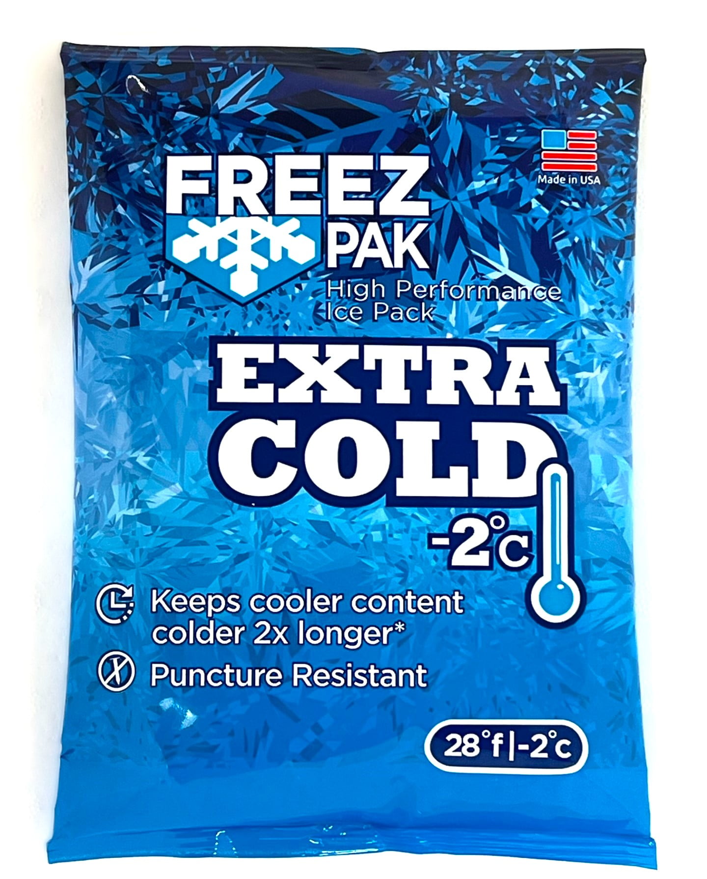 (2 pack) FREEZ PAK Extra Cold - 2C Ice Bag Reusable Ice Block Substitute, Blue