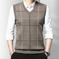 thumbnail image 2 of Lohuatrd Men Fall Spring Sweater Vest Knitted Loose Pullover V Neck Plaid Print Elastic Soft Warm Mid-aged Father Grandfather Sweater Vest, 2 of 7