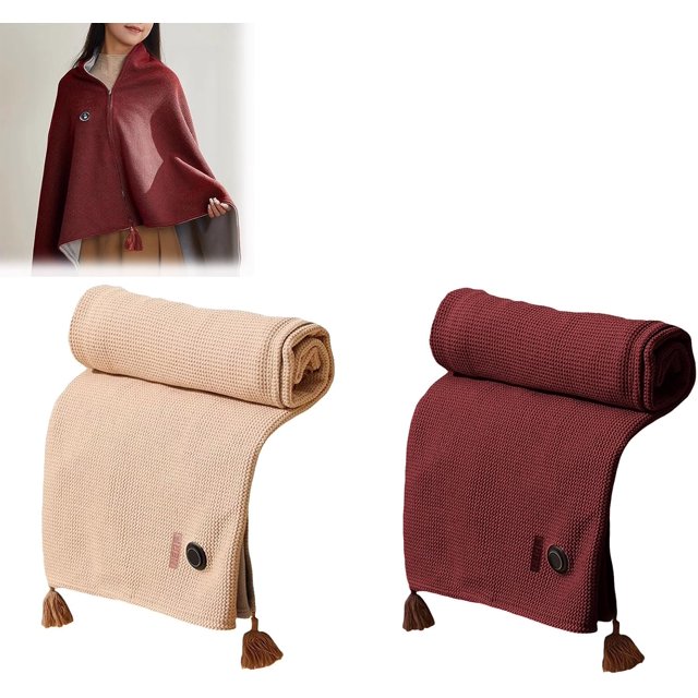 Portable Heated Blanket Shawl Wrap for Women, 60×31-inch USB Electric Blanket, 15-Second Rapid Heating Women's Wearable Electric Blanket Shawl, Three Temperature Settings (C)