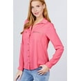 thumbnail image 3 of 3/4 Roll Up Sleeve Pocket W/zipper Detail Woven Blouse L, 3 of 4