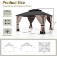 thumbnail image 2 of Gotland 12' x 14' Khaki Hardtop Gazebo with Curtains and Netting, Double Roof Iron Metal Pergola for Patio, Garden, Lawn, 2 of 7