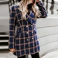 thumbnail image 2 of Lovskoo 2024 Womens Winter Coats Double Breasted Pea Coat Long Sleeve Top Stand Collar Cardigan Printed Jacket Trench Coat Overcoat Blue, 2 of 5