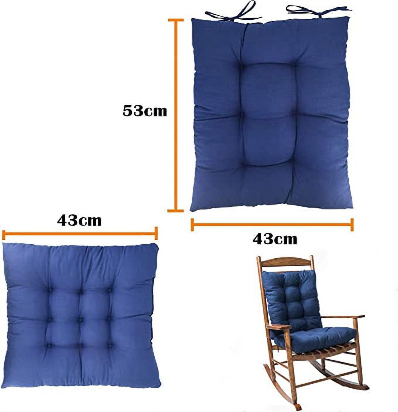 NAMZI yadamse Rocking Chair Cushion Set，2 Piece Non-Slip Seat/Back Chair Cushion Indoor/Outdoor Soft Thickened Patio Chaise Lounger Cushion Overstuffed Patio Chair Cushion (Navy)