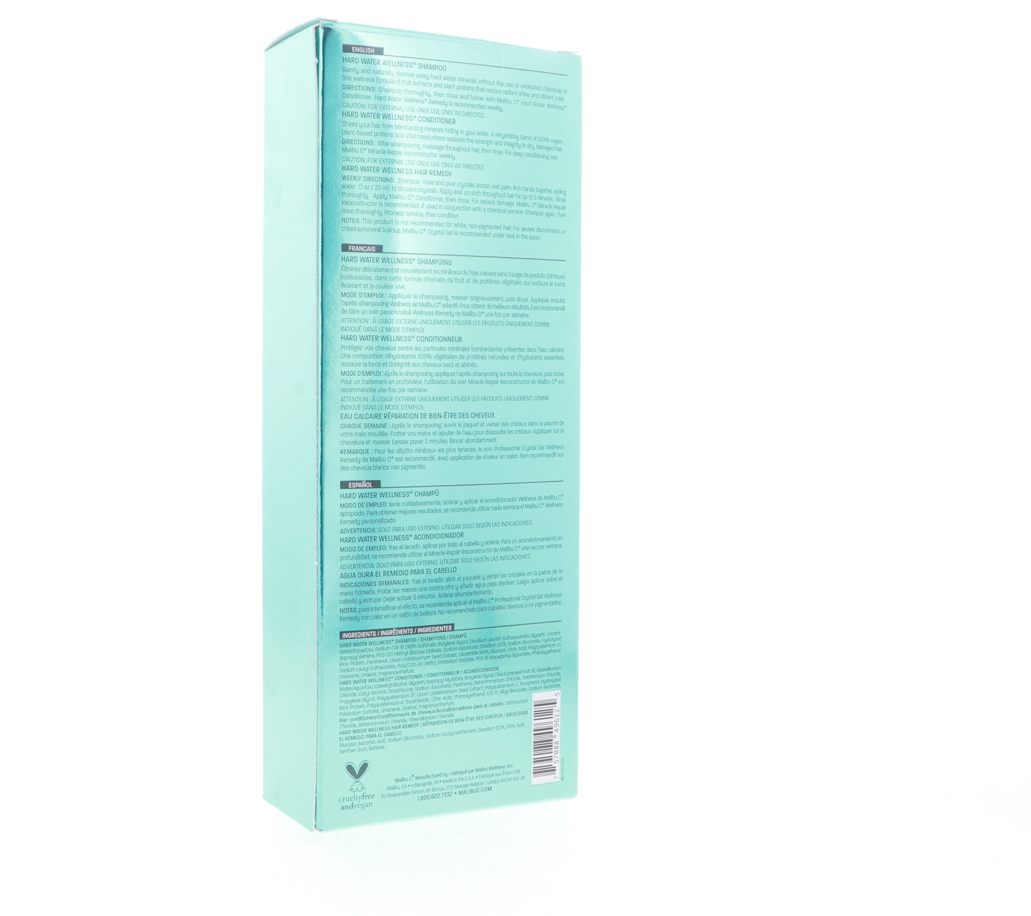 Malibu Hard Water Wellness Treatment Kit (Shampoo 9 oz, Conditioner 9 oz, Hair Remedy 4 x 0.17 oz)