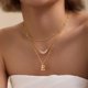 thumbnail image 2 of Collar con colgante con la inicial de la letra MDIEEL, chapado en oro de 14 quilates, para mujer, 2 of 6