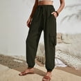 thumbnail image 5 of XIAfhje Linen Pants Women Summer High Waisted knee-length pants/long pants with Pockets Lightweight Soft Straight Leg, 5 of 5