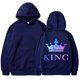 thumbnail image 3 of Nuevas sudaderas con capucha y manga larga con estampado de REINA Y REY para parejas, para hombre y mujer, 3 of 5