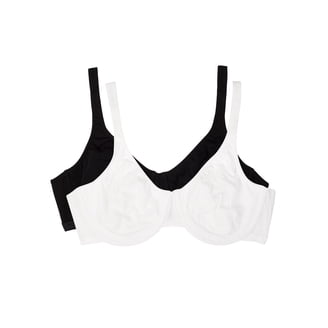 Fruit Of The Loom Fit For Me Collection: Plus-Size Unlined Underwire Bra-Cotton Comfort & Pinch-Free Straps Sujetador De Cobertura Completa, Mate, Gris Melange/Tono Negro, 100C (Pack De 2) Mujeres