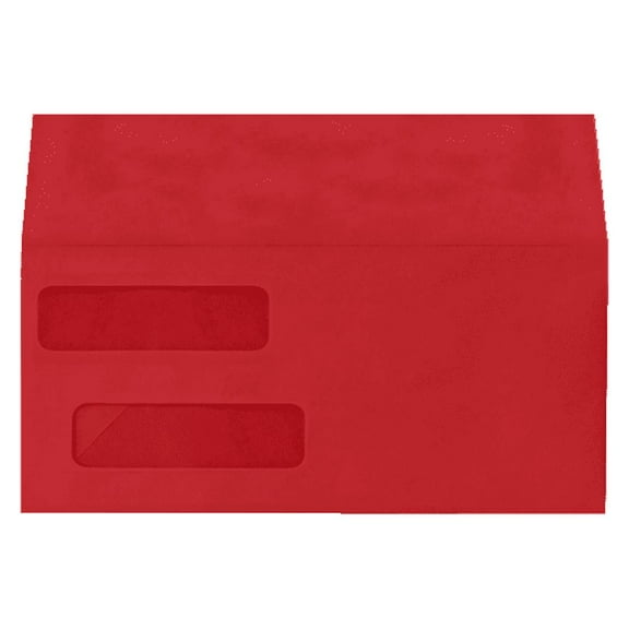LUXPaper Double Window Invoice Envelopes w/Peel & Press, 4 1/8 x 9 1/8, 80lb. Ruby Red, 1000 Pack, 80lb Paper
