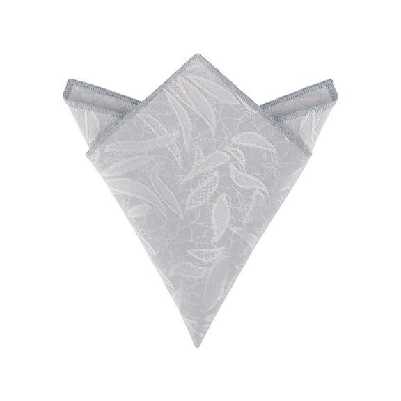 INSPIRE CHIC Men's Leaves Pocket Square Embroidered Handkerchiefs with Trim Silver One Size