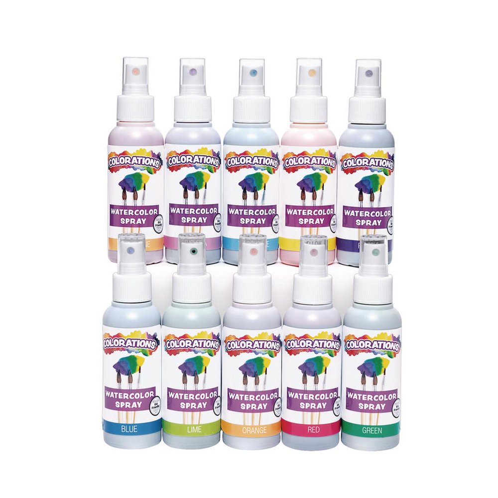 Colorations Watercolor Spray Paint, 3.38 oz, Set of 10, NonToxic