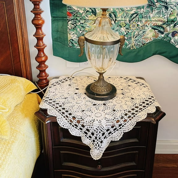 NAMZI Hsvanyr Cotton Crochet Tablecloth Decoration Mats Sectionals Table Cover 23inch Beige