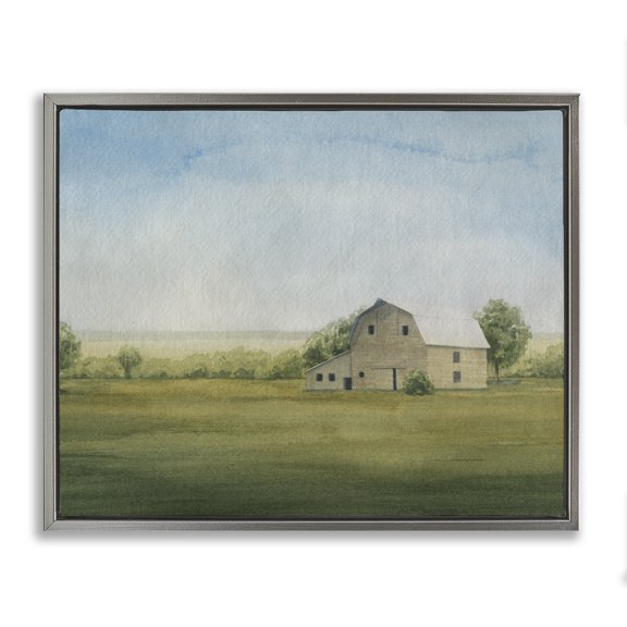 Stupell Industries Rustic Lodge Countryside Grassland Barn Gray Floating Frame Canvas Art, 21 x 17, by Grace Popp