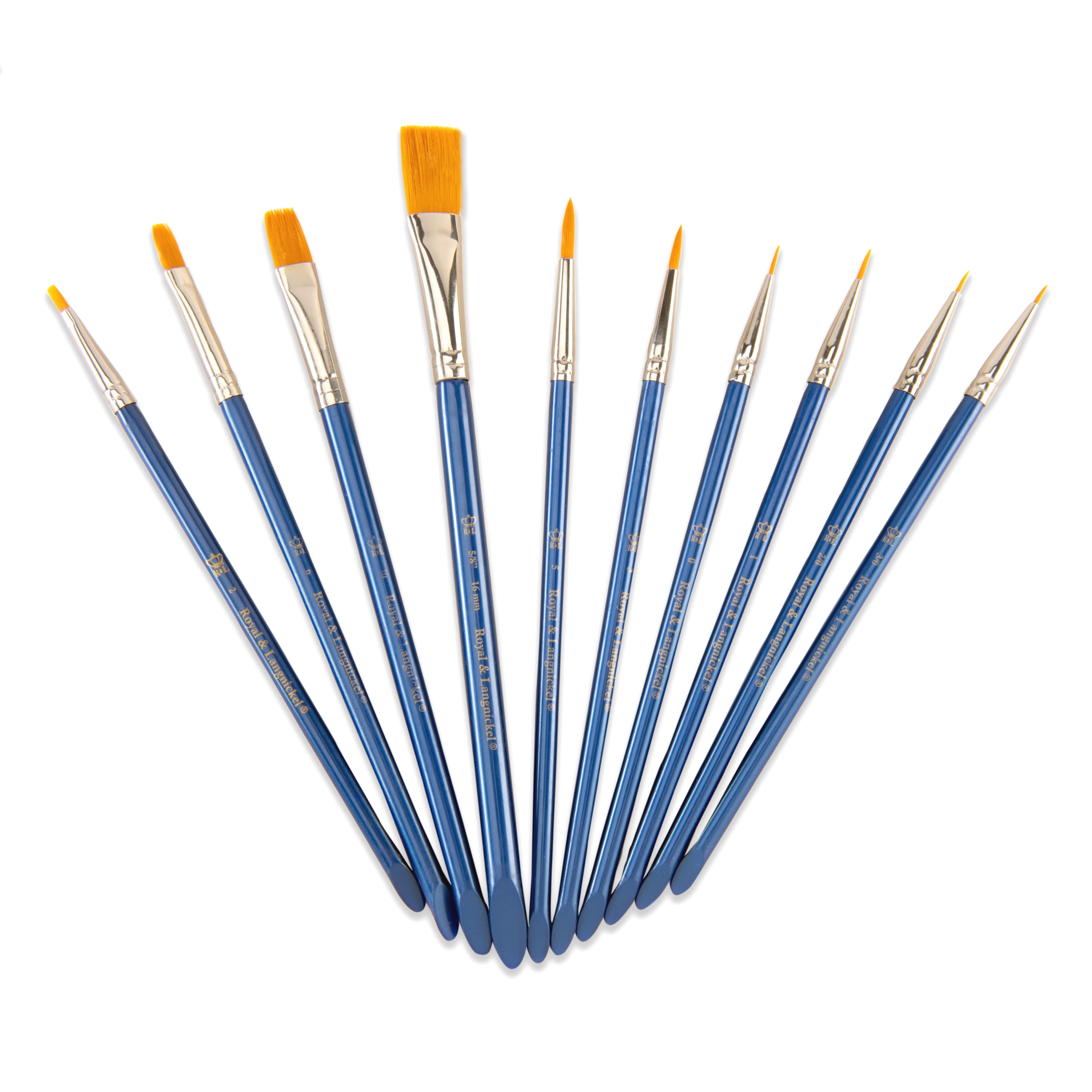 (2 pack) Royal & Langnickel Assorted Shapes Gold Taklon Acrylic Art Brushes 10 Pieces