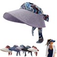 thumbnail image 2 of AirLoni Visor Hat For Women Wide Brim Sun Protection Open Top Ponytail Friendly Adjustable Foldable Lightweight Scarf Hat Travel Casual Sunshade Hat Purple,M, 2 of 5