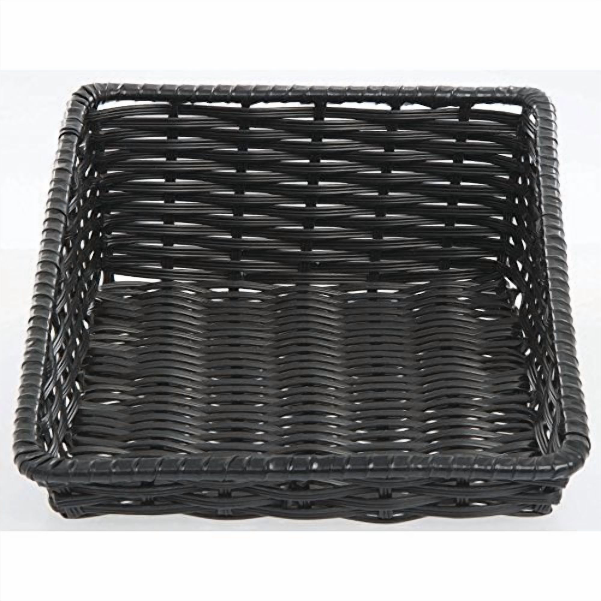 HUBERT Wicker Look Tapered Storage Basket, Rectangular Black- 11 1/2"L x 16"D x 1 1/2" to 5"H