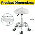 thumbnail image 6 of YEEZEE Saddle Stool, Ergonomic Rolling Stool with Foot Ring, 360° Swivel and PU Wheels, White, 6 of 9