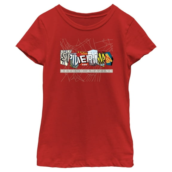 Girl's Marvel Spider-Man Beyond Amazing COMIC CLIPPINGS BEYOND T-Shirt