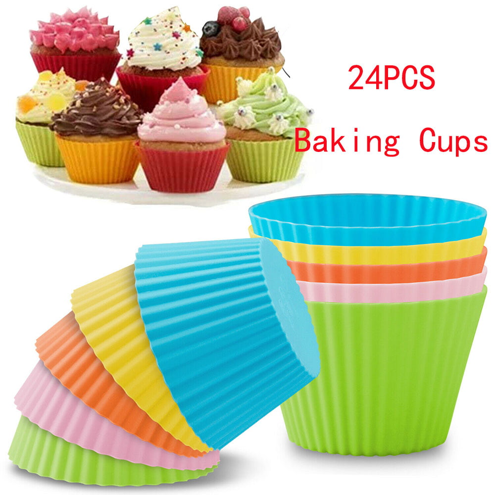 Silicone Cupcake Baking Cups 24 Pack,Reusable Non-stick Cupcake Liners