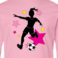 thumbnail image 4 of Inktastic Girl Playing Soccer Pink and Yellow Stars Long Sleeve Youth T-Shirt, 4 of 5
