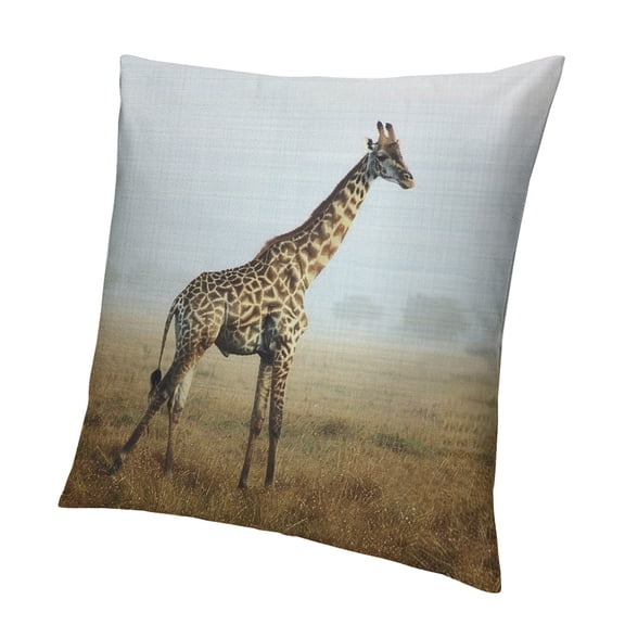 Patifu Pillow Case Wild Animal Wildlife Safari in Grass Field at Sunset Throw Pillow Cover Decorative Square Cushion Canvas for Women Men Sofa Bed 12x12in