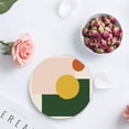thumbnail image 4 of FMSHPON Minimalist Geometric Abstract Graphics Set of 4 Round Coaster for Drinks, Absorbent Ceramic Stone Coasters Cup Mat with Cork Base for Home Kitchen Room Coffee Table Bar Decor, 4 of 6