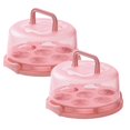 thumbnail image 1 of Oleegame 2 Pcs Rouleau de Papier d'Aluminium Récipient à Gâteau Couvercle en Plastique Support de Cupcake Portable Rond Deux Bases pour Biscuits Fruits Etc, 1 of 9