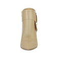 thumbnail image 6 of BLISSFUL STEP Women's Pointed Toe Buckle Block Heels Ankle Boots Beige 10, 6 of 7