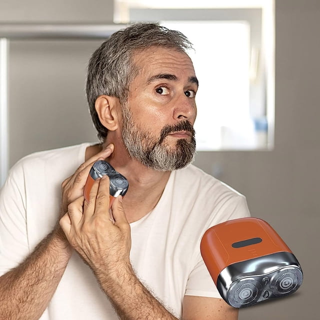 Electric Shaver For Men Pocket Size Mini Portable Shaver Wet And Dry Mens Shaver Usb Rechargeable Shaver Charging Easy One Button Use,Orange Electric Shaver
