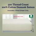 thumbnail image 5 of California Design Den Fitted Sheet Queen Only - Striped 500 Thread Count 100% Cotton, Sateen, Soft Deep Pocket Bottom Sheet, Ivory, 5 of 9