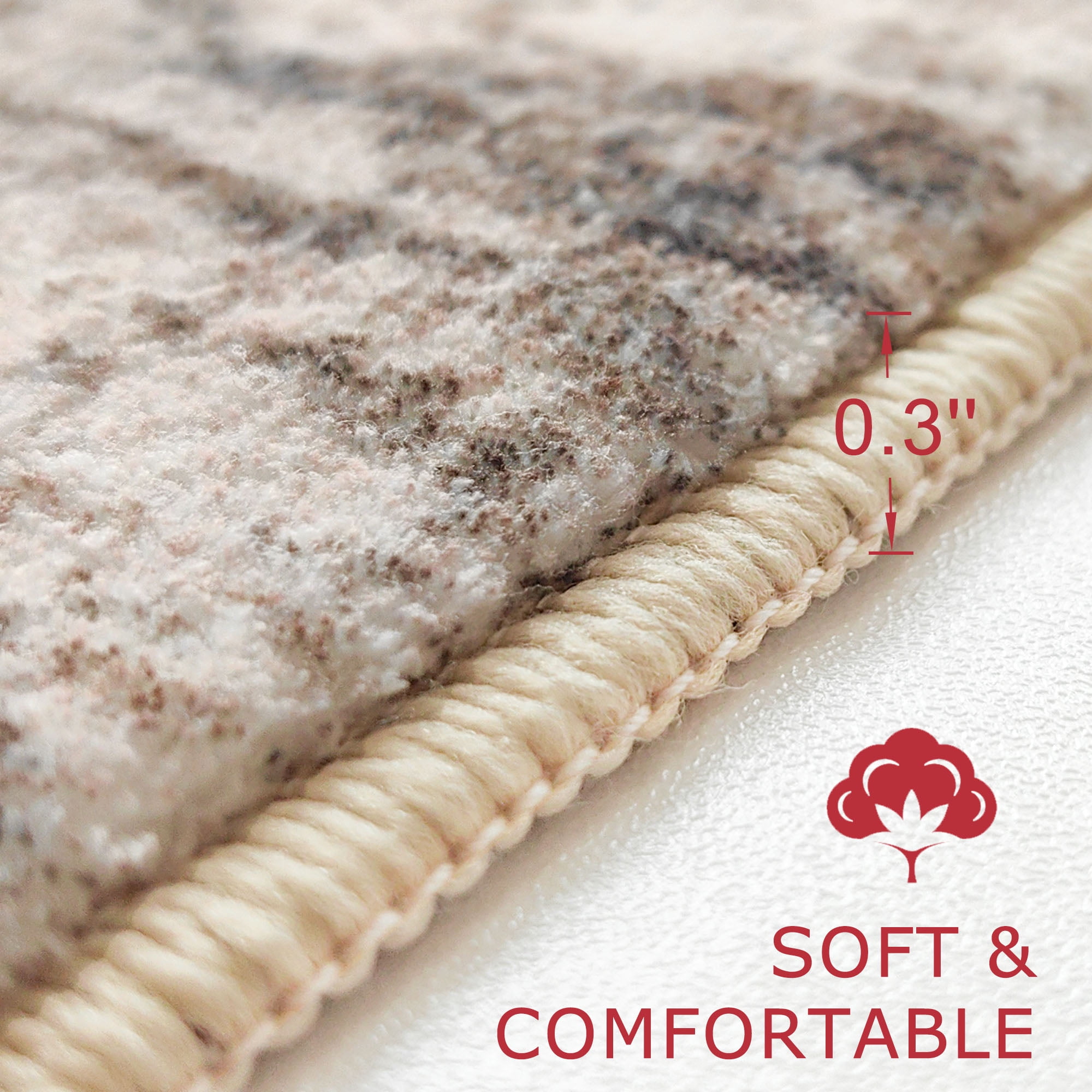 iOhouze 3x5 Area Rug Modern Abstract Washable Rugs Non slip Soft Low Pile Print Distressed Brown Abstract Carpet for Bedroom Living Room Laundry
