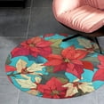 thumbnail image 4 of Christmas Poinsettia Red Flower Round Carpet Circle Rug Outdoor Patio Area Rug Washable Large Area Rugs Hallway Room Decor Fitness Mats, 4 of 8