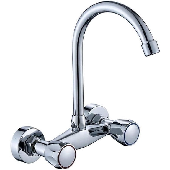 Wall-Mounted Faucet,Multi-Function,Copper,Chrome,Kitchen,Sink,Double Handle,in-Wall mounting,hot and Cold Mixing Valve,Balcony Laundry Pool,Faucet