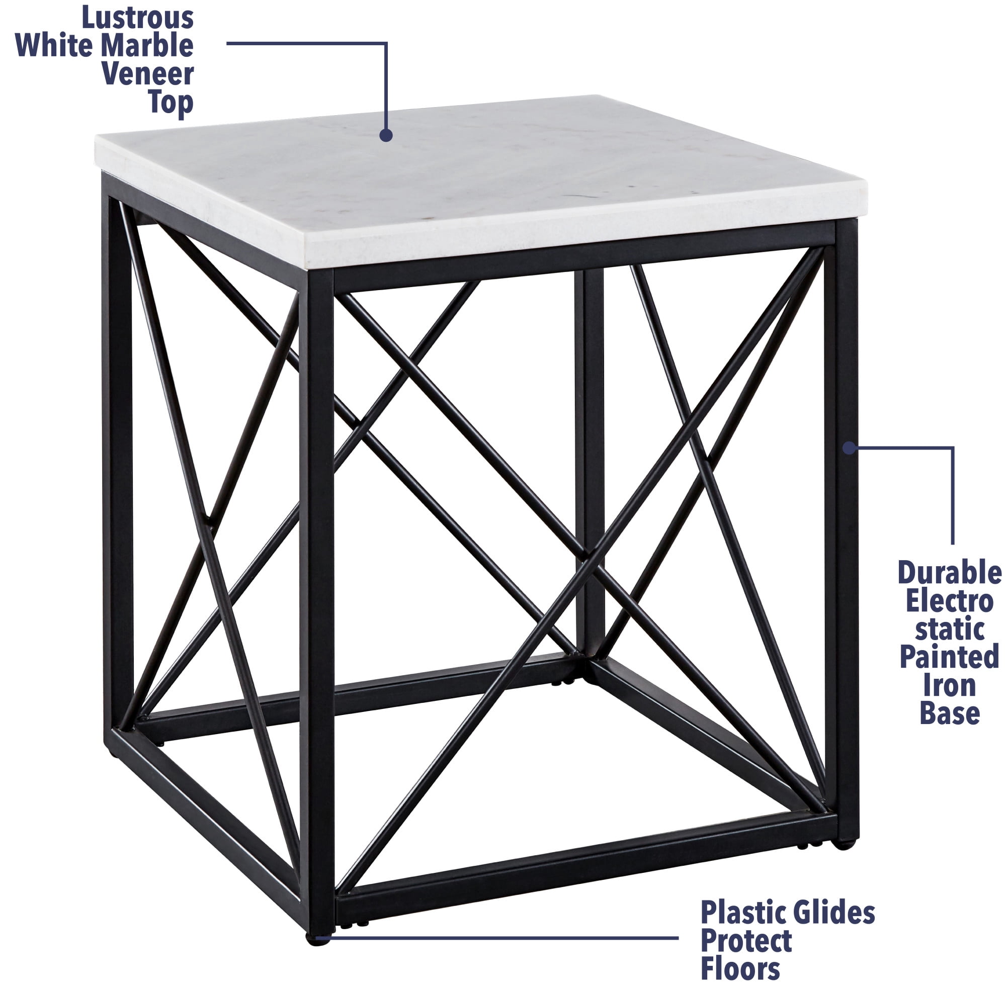 Steve Silver Skyler Genuine White Marble 22-inch Square End Table