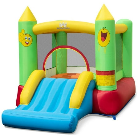 Canddidliike Inflatable Bounce House Kids Blow-up Bouncer with Slide without Blower, 3-In-1 Inflatable Castle, Multi-color