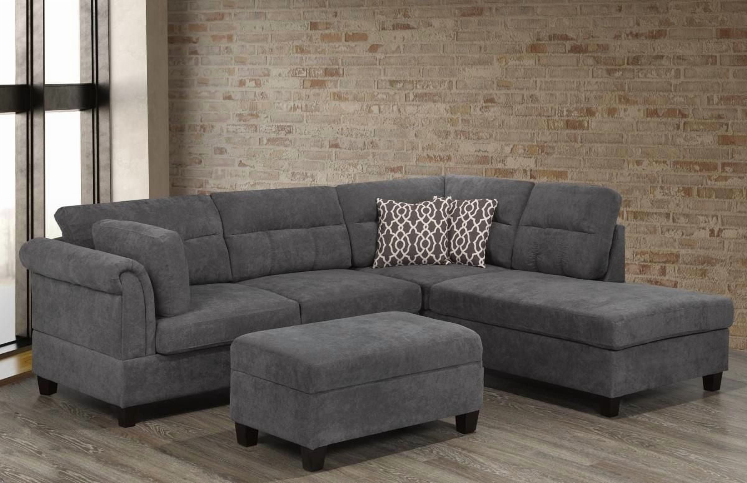 Arlo Sectional with Ottoman, Grey