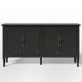 thumbnail image 3 of May in Color 58" Wood Buffet Cabinet, Mid-Century Modern Console Cabinet, with 4 Door & Media Storage, for Entryway, Living Room, Dining Room, Bedroom, Black, 3 of 10