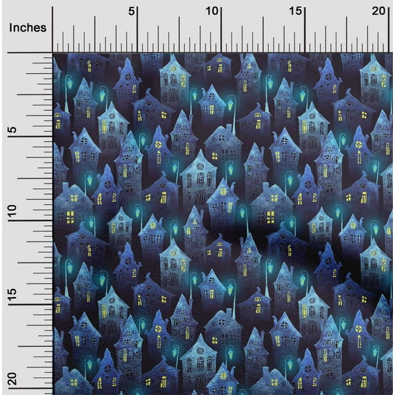 oneOone Rayon Medium Blue Fabric Halloween Sewing Craft Projects Fabric Prints By Yard 56 Inch Wide