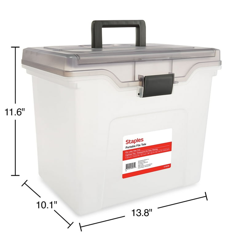 Staples, File Box, 140165/111112, Portable Tote Letter Size Clear