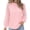 Pink, variant on ZDNIXIAN Basic T Shirts for Women ,Hollow Lace Raglan Puff Long Sleeve Top, Crew Neck Loose Fit Solid Color Pullover Shirt