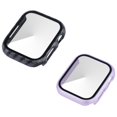 thumbnail image 1 of 2 Pack PC Case with Tempered Glass Screen Protector Compatible with Apple Watch Series 8/7 41mm,Protective Cover for iWatch S8/S7 carbon fiber and original light purple, 1 of 5