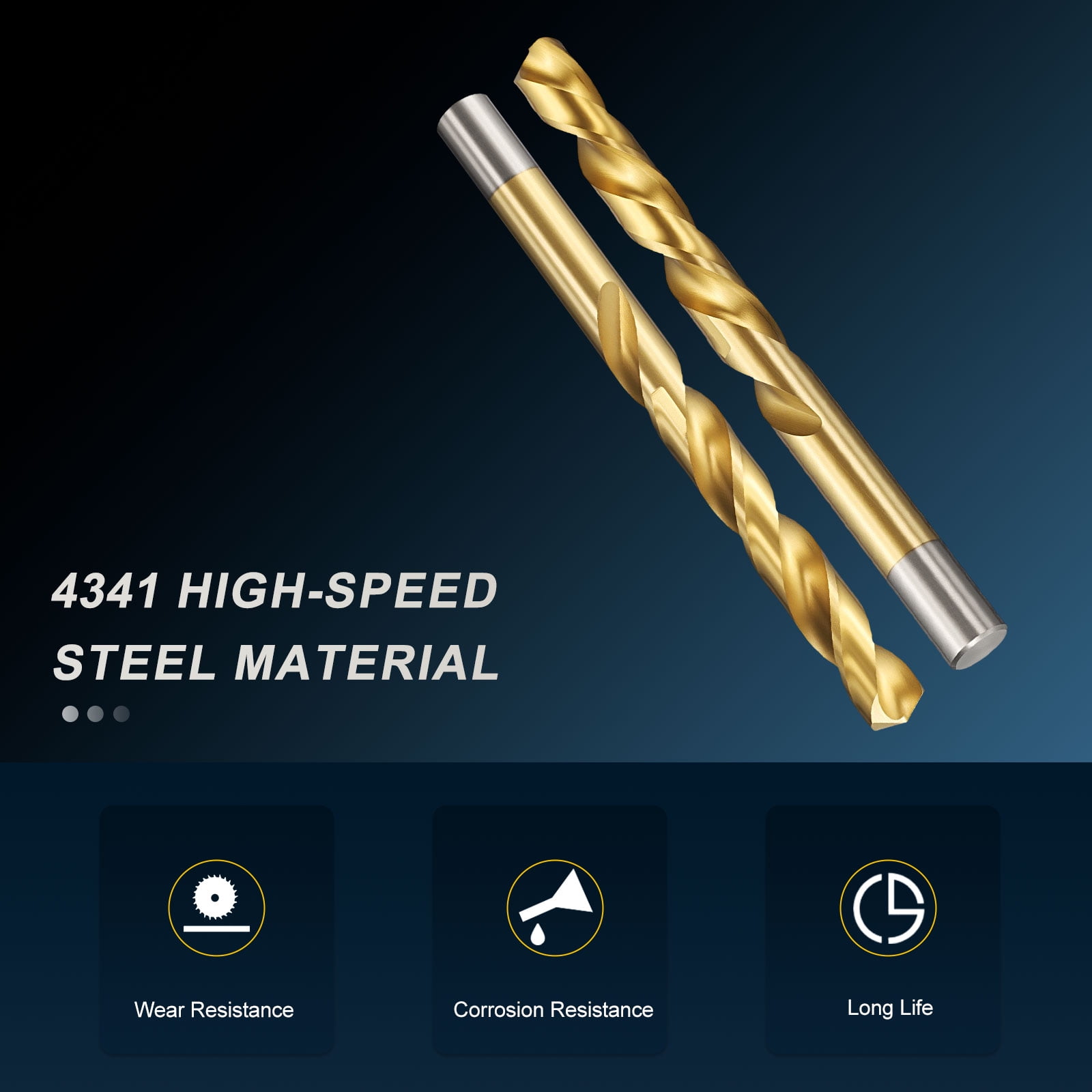 Uxcell 1/2" Drill Bit, Jobber Straight Shank 4341 High-Speed Steel 11 Drill Bit, Jobber Straight Shank 4341 High-Speed Steel 118° TiN Coated for Medium-hard Metal Steel Acrylic - 2 Pack