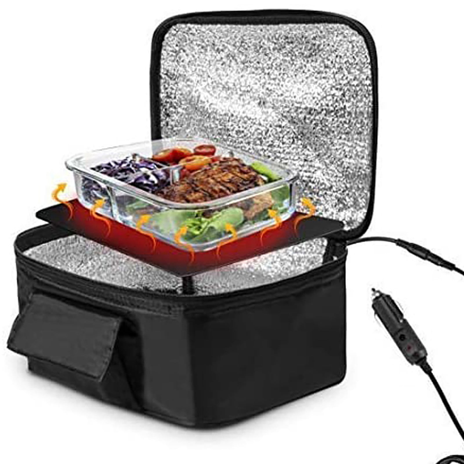 Dusknt 12V Heating Lunch Bag Portable Thermal Insulated Bag Aluminum Foil Food Warmer for Picnic Camping Travel Bento Storage